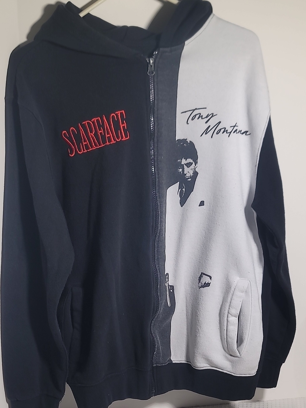 Scarface Tony Montana Two-Tone Black & White Zip Hoodie